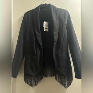Black Blazer with Fringe Bottom